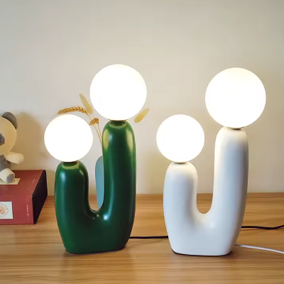 lampe de chevet cactus en duo sur meuble