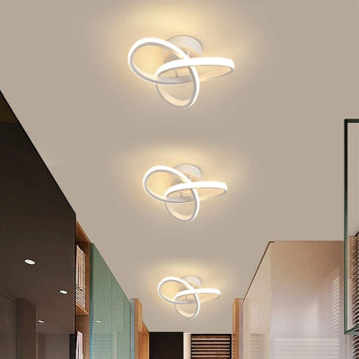 Plafonnier LED style forme trèfle blanc pièce à vivre