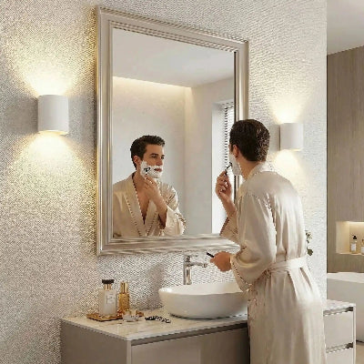 applique murale de salle de bain Obas homme qui se rase