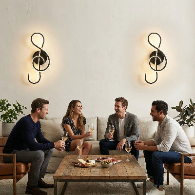 applique murale salon Musique amis prenant apéritif