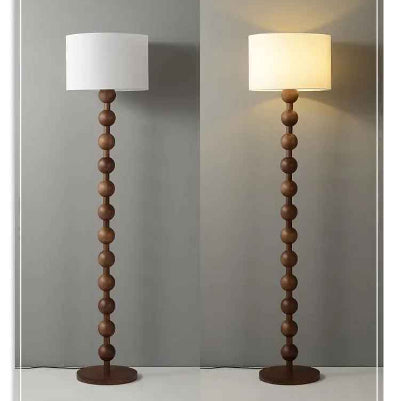 lampadaire bois tourbillon allumé éteint