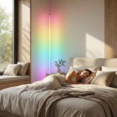 lampadaire led lampangle femme dormant paisiblement