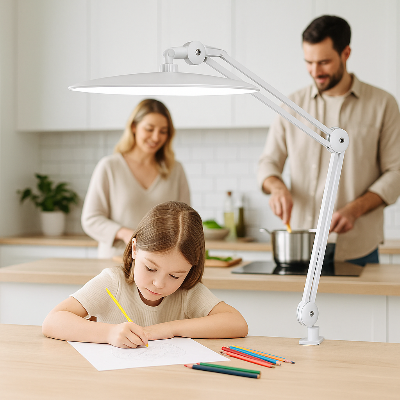 lampe de bureau enfant fait dessin dans cuisine Larzumi