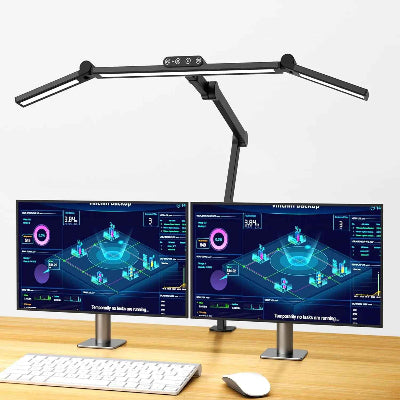 lampe de bureau réglable travailleur double ordinateurs