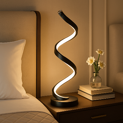 lampe de chevet cobra dans chambre sur table de nuit