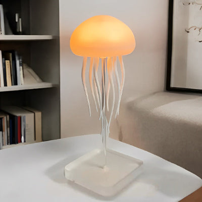 lampe de chevet méduse dans bibliothèque