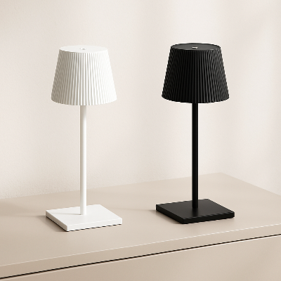 lampe de table rechargeable 2 couleurs noir ou blanc
