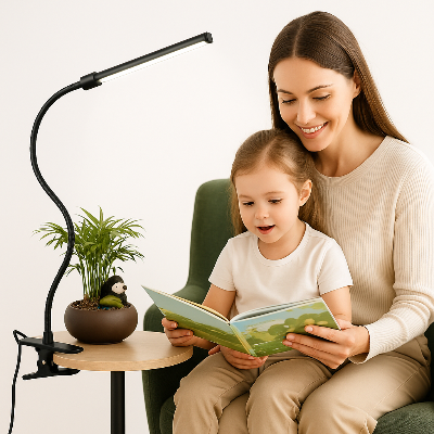 lampes de bureau classumi femme lit un livre à sa fille