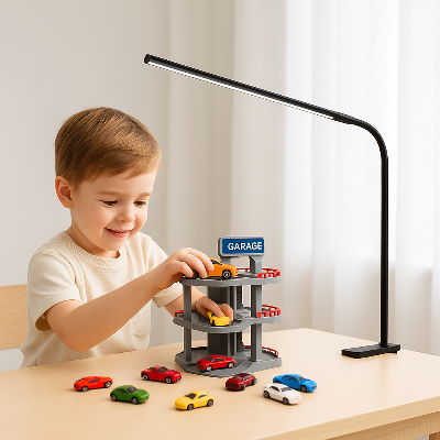 lampes de bureau enfant joue au voiture sur table Lumi