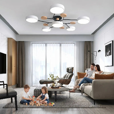 plafonnier led chandelier blanc dans salon