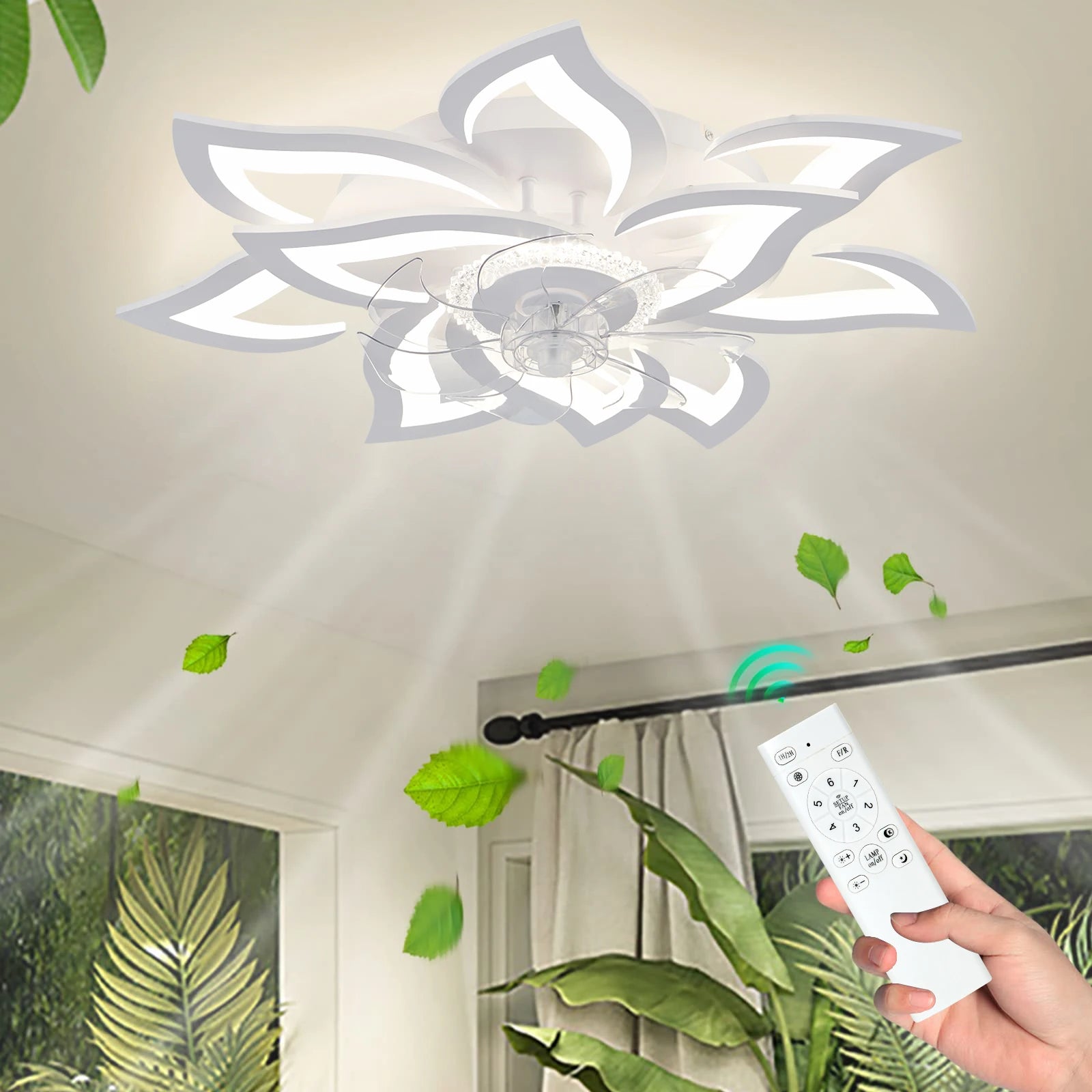 plafonnier ventilateur télécommandé couleur blanc