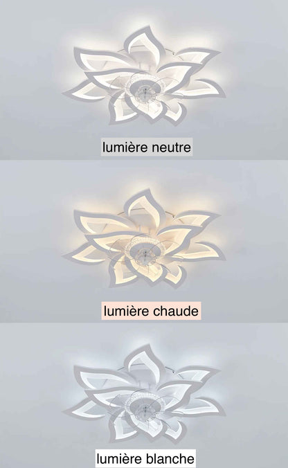 plafonnier ventilateur trois températures lumières neutre chaude blanche